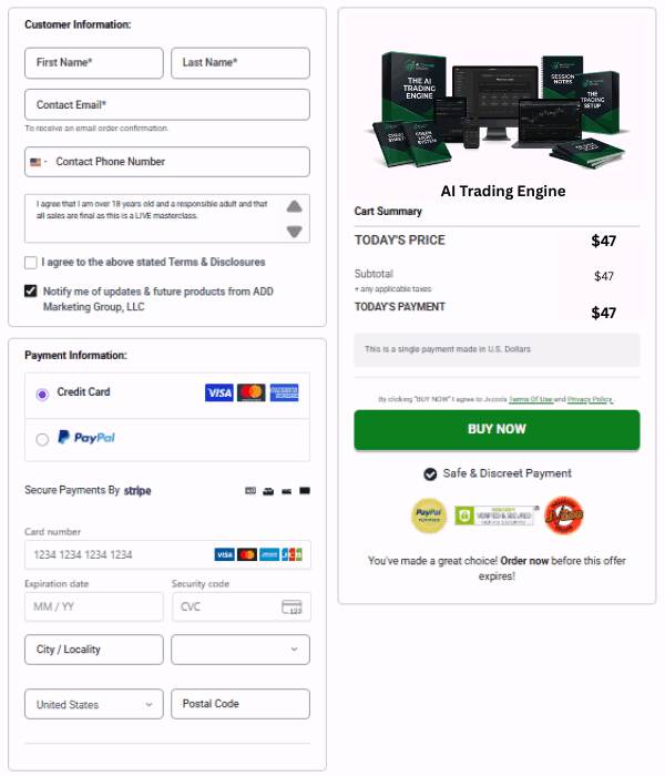 AI Trading Engine-checkout-page